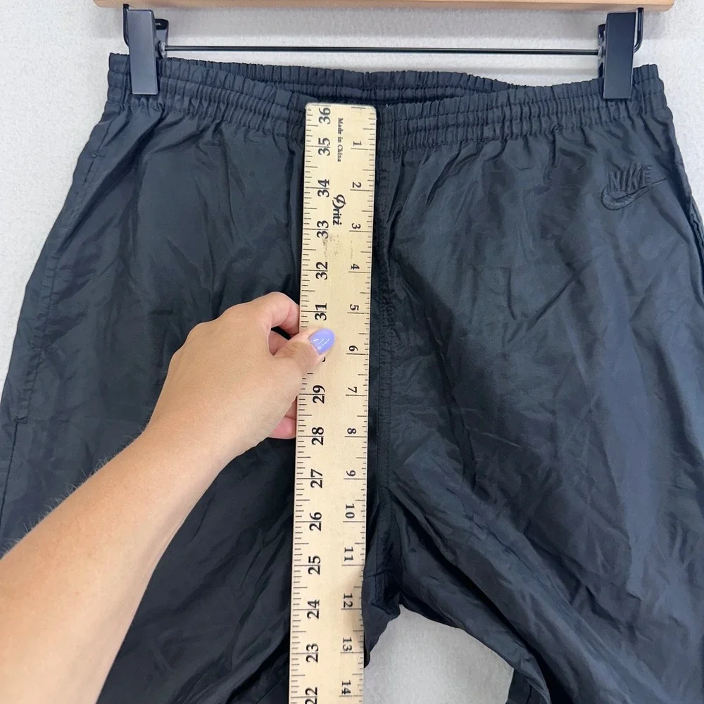 VTG Nike Sweatpants Mens Small Black Nylon Warm‎ Up Ankle Zip Joggers Soccer Gym